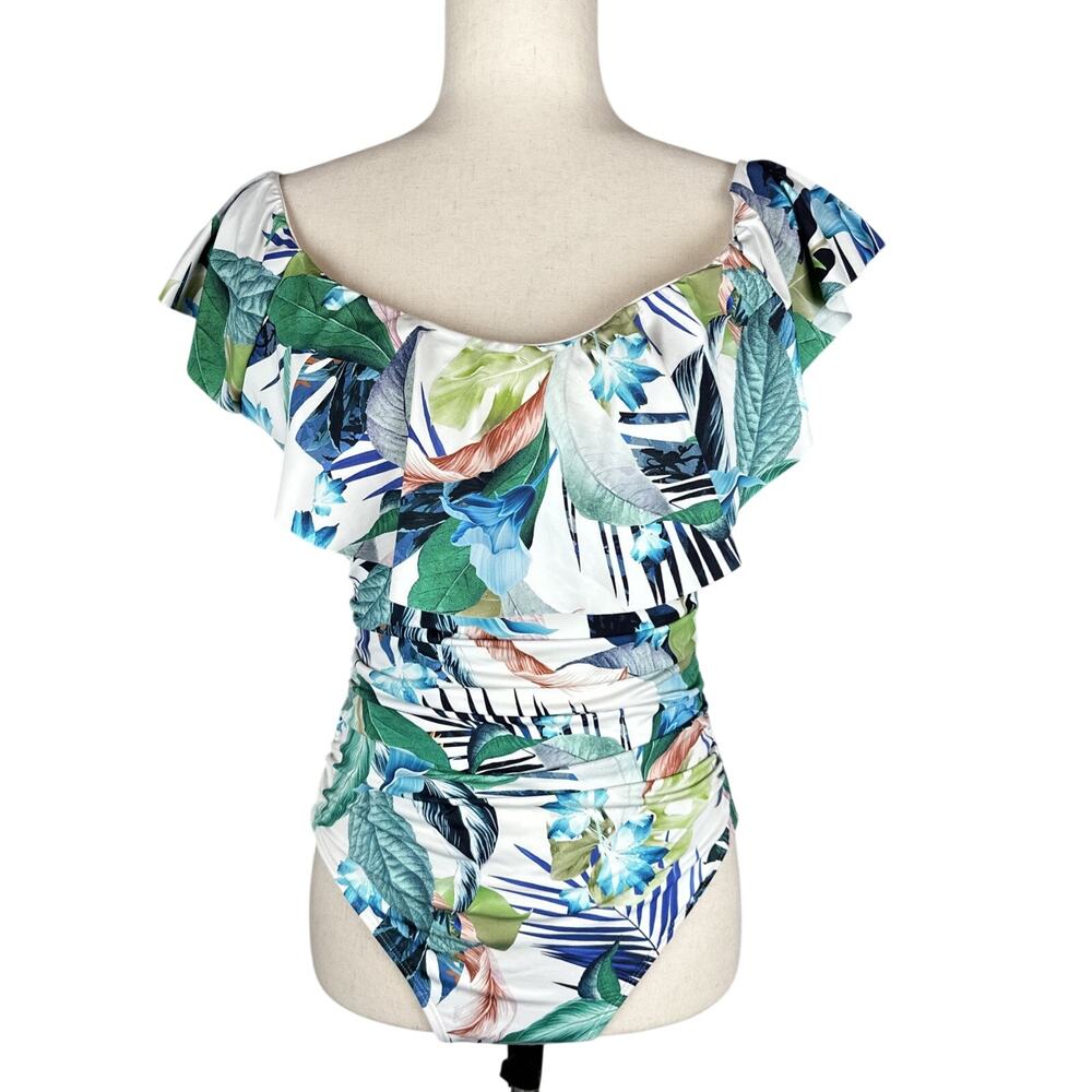 La Blanca In The Moment Ruffle Off Shoulder One Piece Swimsuit Size 8 Floral